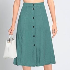 Berwich Teal Button-Front Midi Skirt